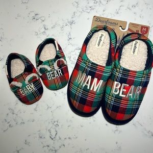 Dearfoams Woman’s & Baby Slippers (set). NWT. Size 7-8 (woman) and 5-6 (baby)